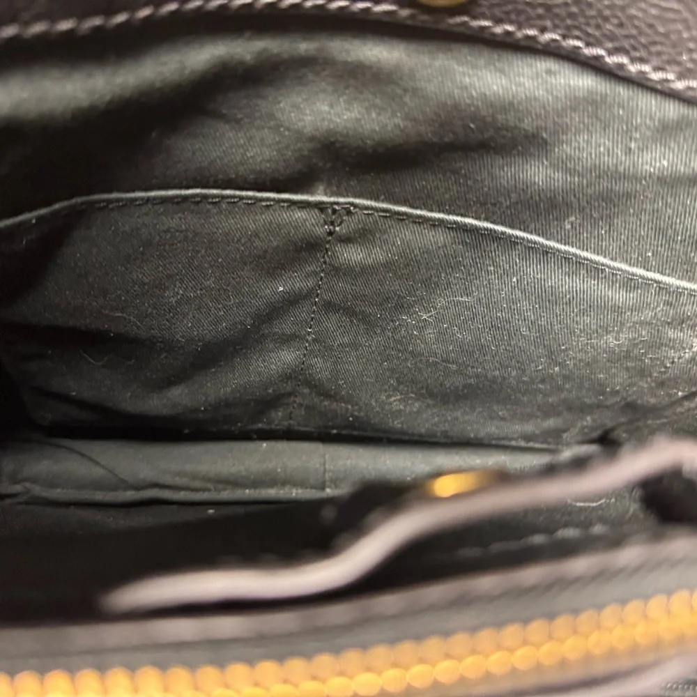 Fossil Black Leather Satchel with Gold Hardware - Picture 11 of 12